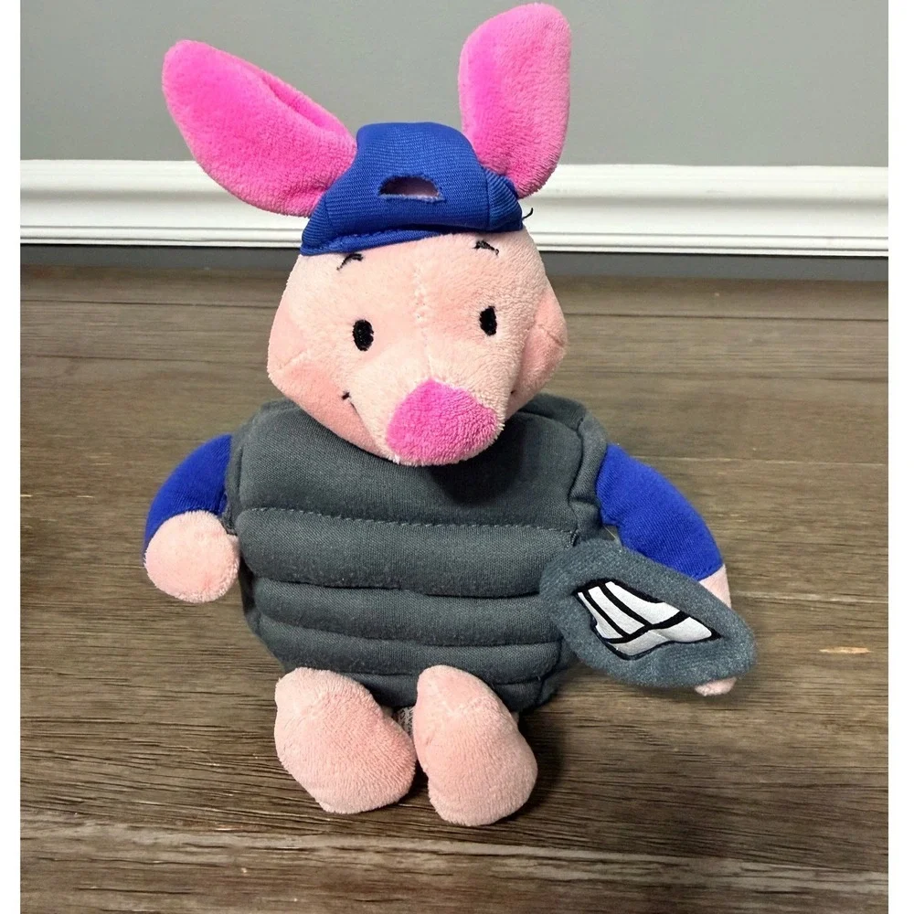 Disney Store Piglet Baseball Catcher Plush Winnie the Pooh Pink Pig Stuffed Toy